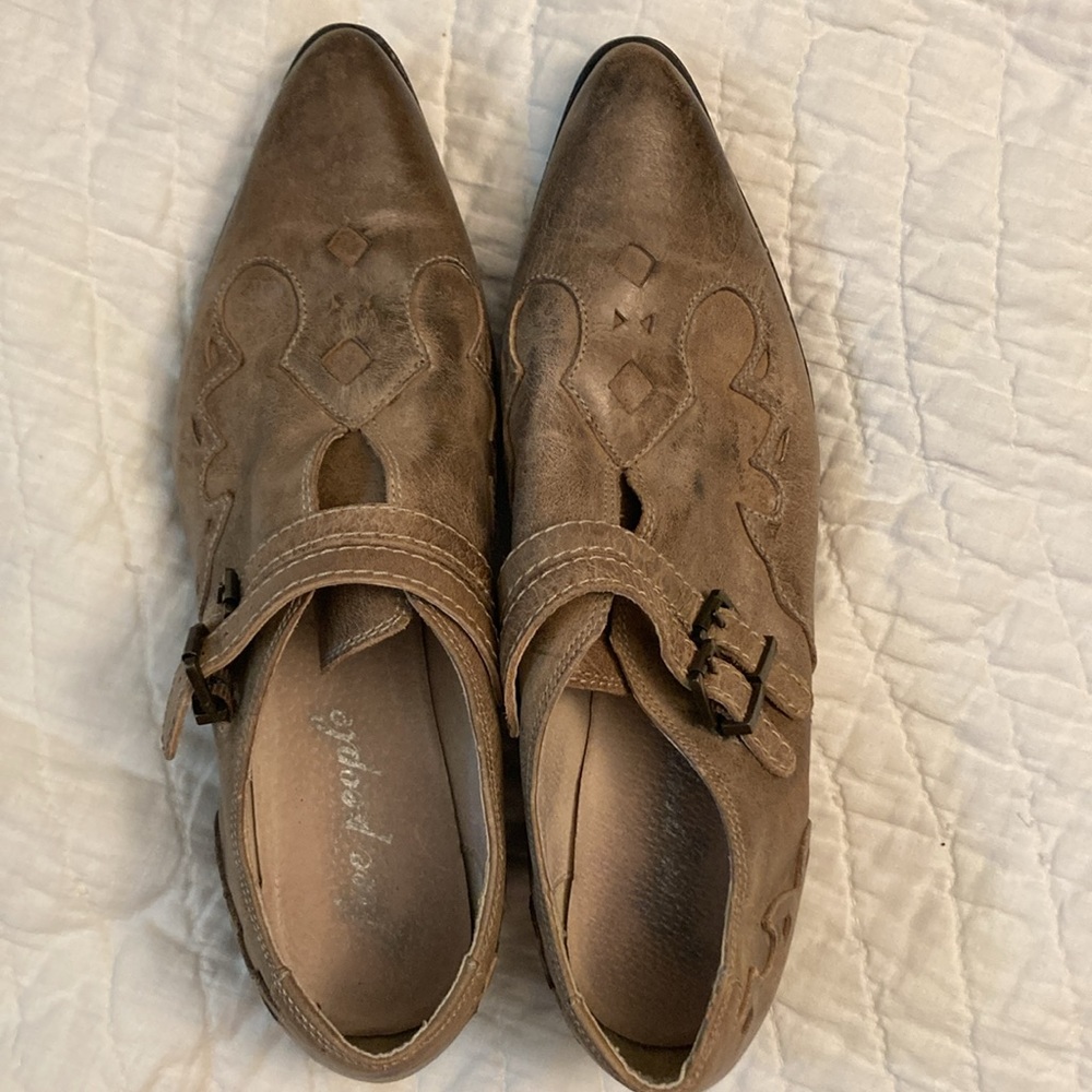 FREE PEOPLE Monument Western Leather Bootie in Distressed Gray. Size 39 EUC - Picture 5 of 15